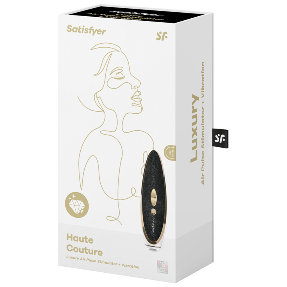 SATISFYER Luxury Air Pulse Stimulator + Vibrator - Haute Couture - Black and Gold