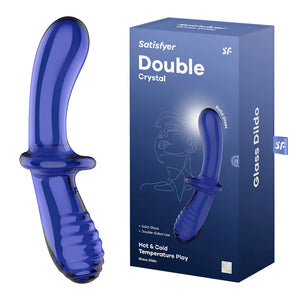 SATISFYER Double Ended Crystal Glass Dildo - Light Blue