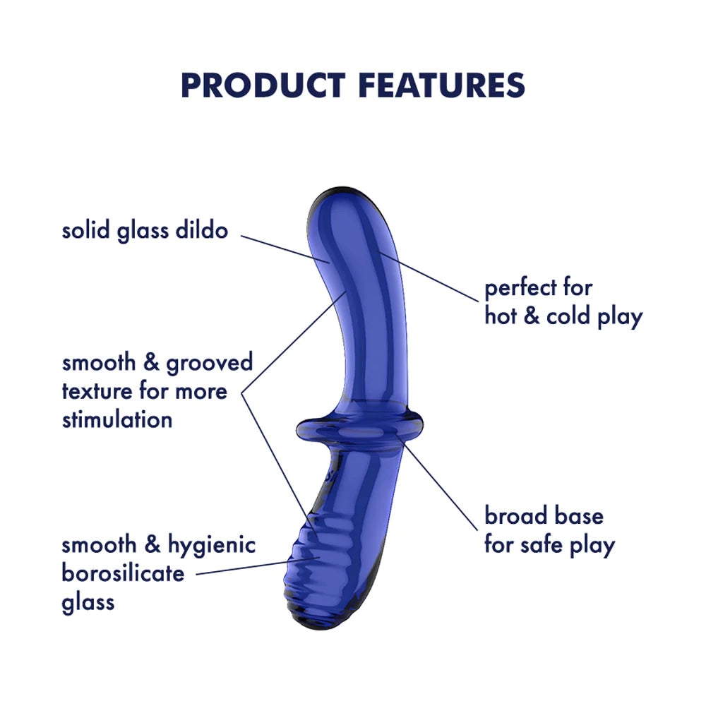 SATISFYER Double Ended Crystal Glass Dildo - Light Blue