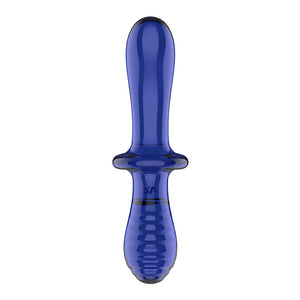 SATISFYER Double Ended Crystal Glass Dildo - Light Blue