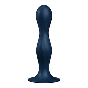 SATISFYER Double Ball-R Weighted Suction Cup Dildo - Dark Blue