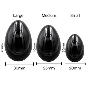 PRECIOUS GEMS Yoni Egg Set - Black Obsidian Drilled (Set of 3)