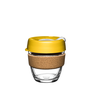 KeepCup Reusable Coffee Cup - Brew Glass & Cork - Small 8oz Yellow (Daffodil)