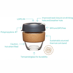 KeepCup Reusable Coffee Cup - Brew Glass & Cork - Extra Small 6oz Orange (Daybreak)