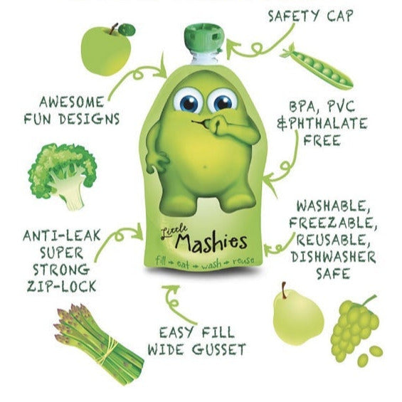Little Mashies Reusable Squeeze Food Pouch - Purple (2 Pack)