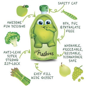 Little Mashies Reusable Squeeze Food Pouch - Assorted Designs (10 Pack)