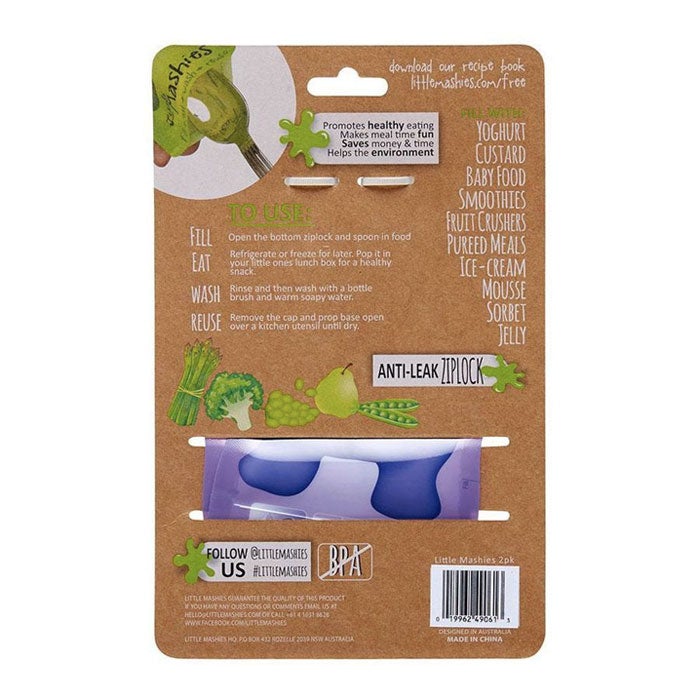 Little Mashies Reusable Squeeze Food Pouch - Purple (2 Pack)