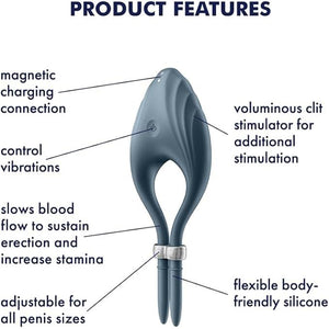 Satisfyer Duelist Vibrating Adjustable Lasso Ring - Blue