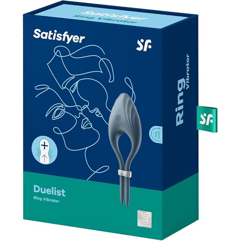 Satisfyer Duelist Vibrating Adjustable Lasso Ring - Blue