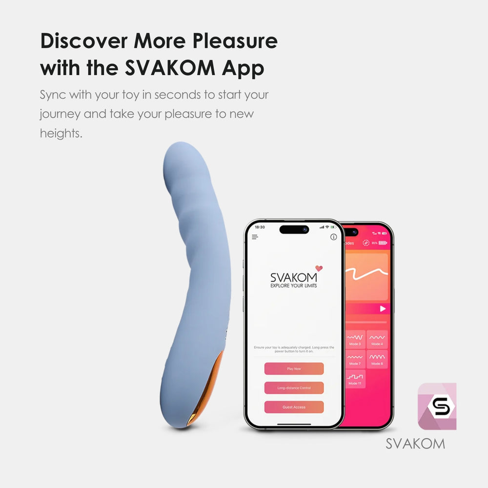 SVAKOM Ava Neo Thrusting Interactive Vibrator - Cornflower Blue (App, Video & Webcam Interactive Control)