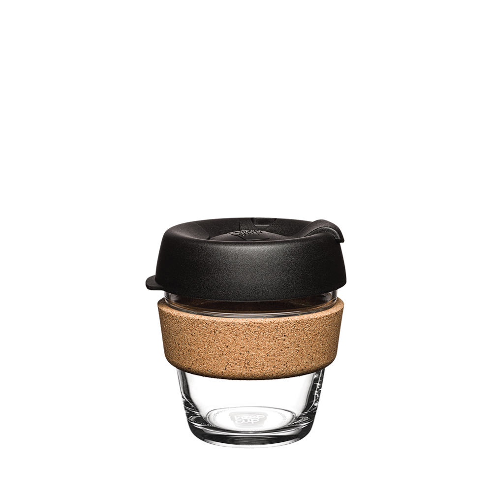 KeepCup Reusable Coffee Cup - Brew Glass & Cork - Extra Small 6oz (Black)