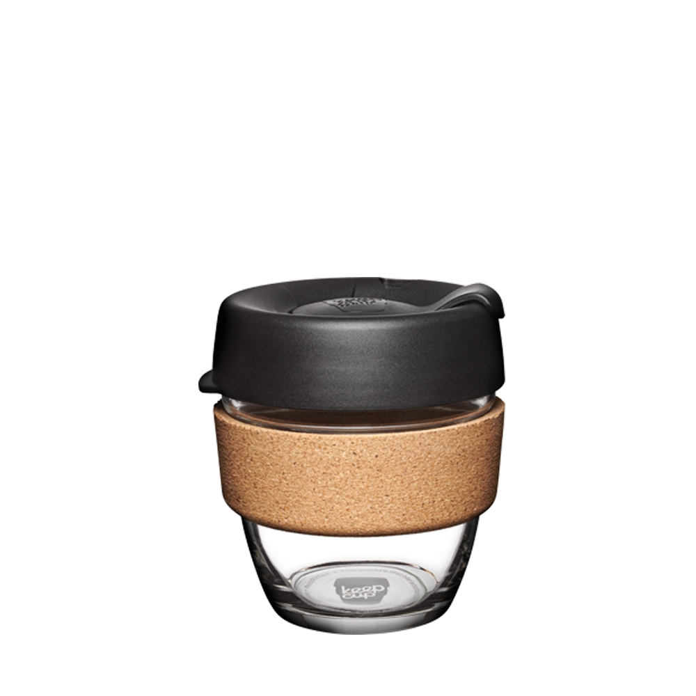 KeepCup Reusable Coffee Cup - Brew Glass & Cork Small - 8oz Black (Espresso)