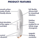 SATISFYER Double Flex Rabbit Vibrator (App Controlled) - White