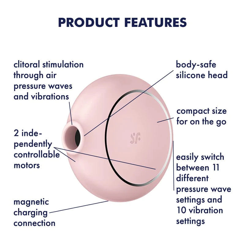 SATISFYER Pro To Go 3: Air Pulse Stimulator + Vibrator - Rose