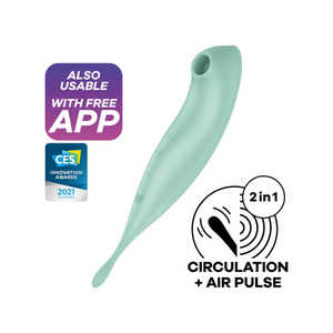 SATISFYER Twirling Pro+ Hybrid Clitoral Air Pulse Stimulator & Tip Vibrator (App Controlled) - Mint