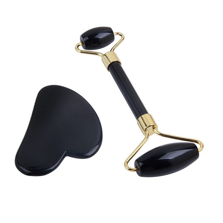 PRECIOUS GEMS Jade Roller & Gua Sha Set - Black Obsidian